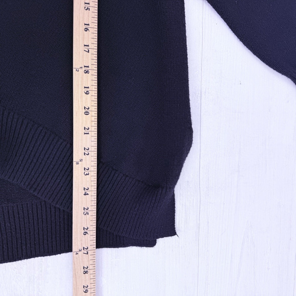 Anthropologie Maeve Oversized Tunic Sweater Medium Black Mock Neck Cozy Classic - Picture 14 of 16